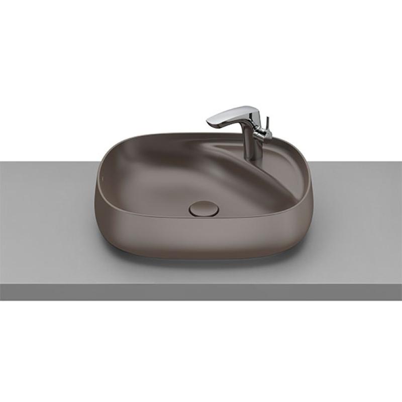 Roca Beyond Over Counter Washbasin with Tap Platform, 56 × 43 cm, Excluding Pedestal, Coffee